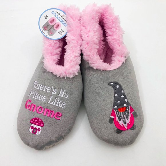 NWT Snoozies Women's There's No Place Like Gnome Slippers Medium 7/8 Grey - Picture 1 of 6